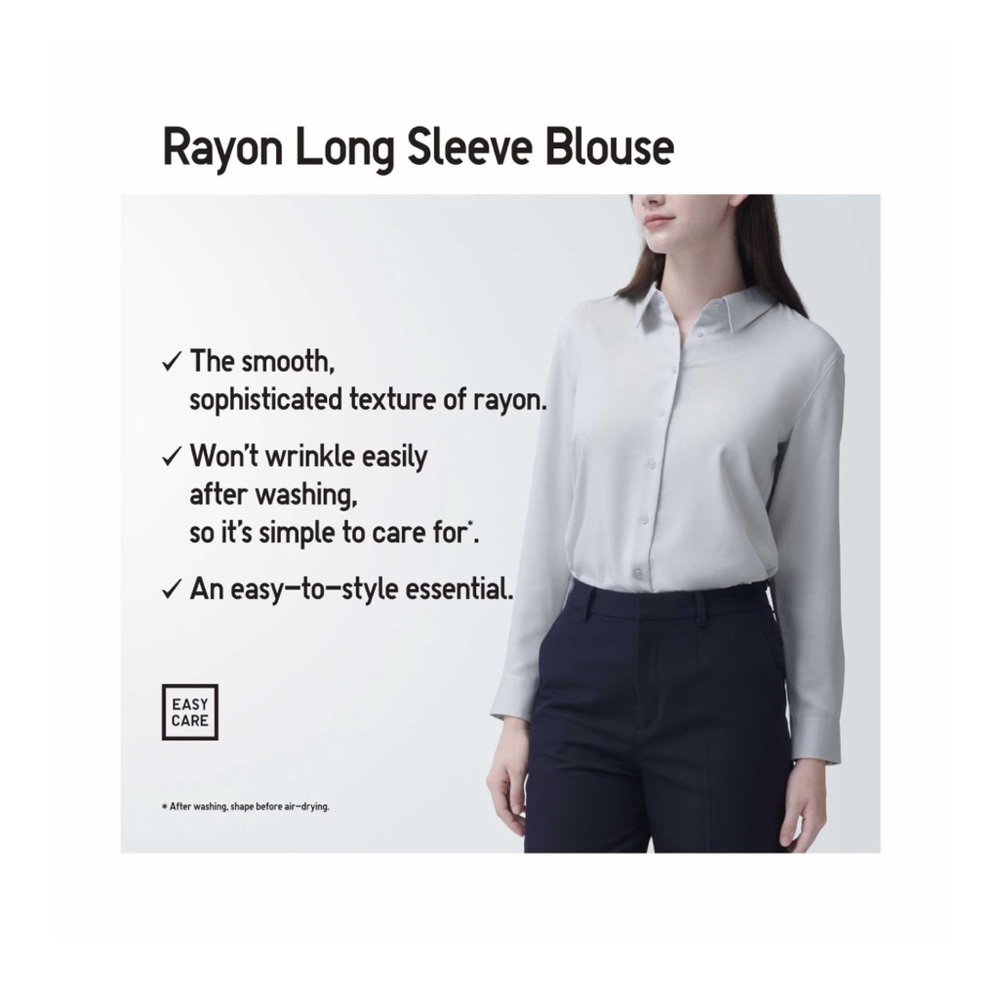 Uniqlo White Rayon Long Sleeve Blouse (large) - Picture 5 of 9